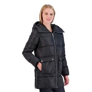 SEBBY 3/4 PUFFER SIDE ZIP HOODED JACKET IN BLACK NWT WOMEN'S SIZE MEDIUM